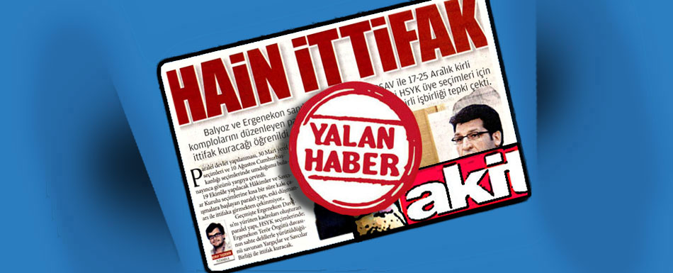 Yeni Akit Gazetesi'nde yayınlanan 'Hain ittifak' başlıklı haberle ilgili açıklama